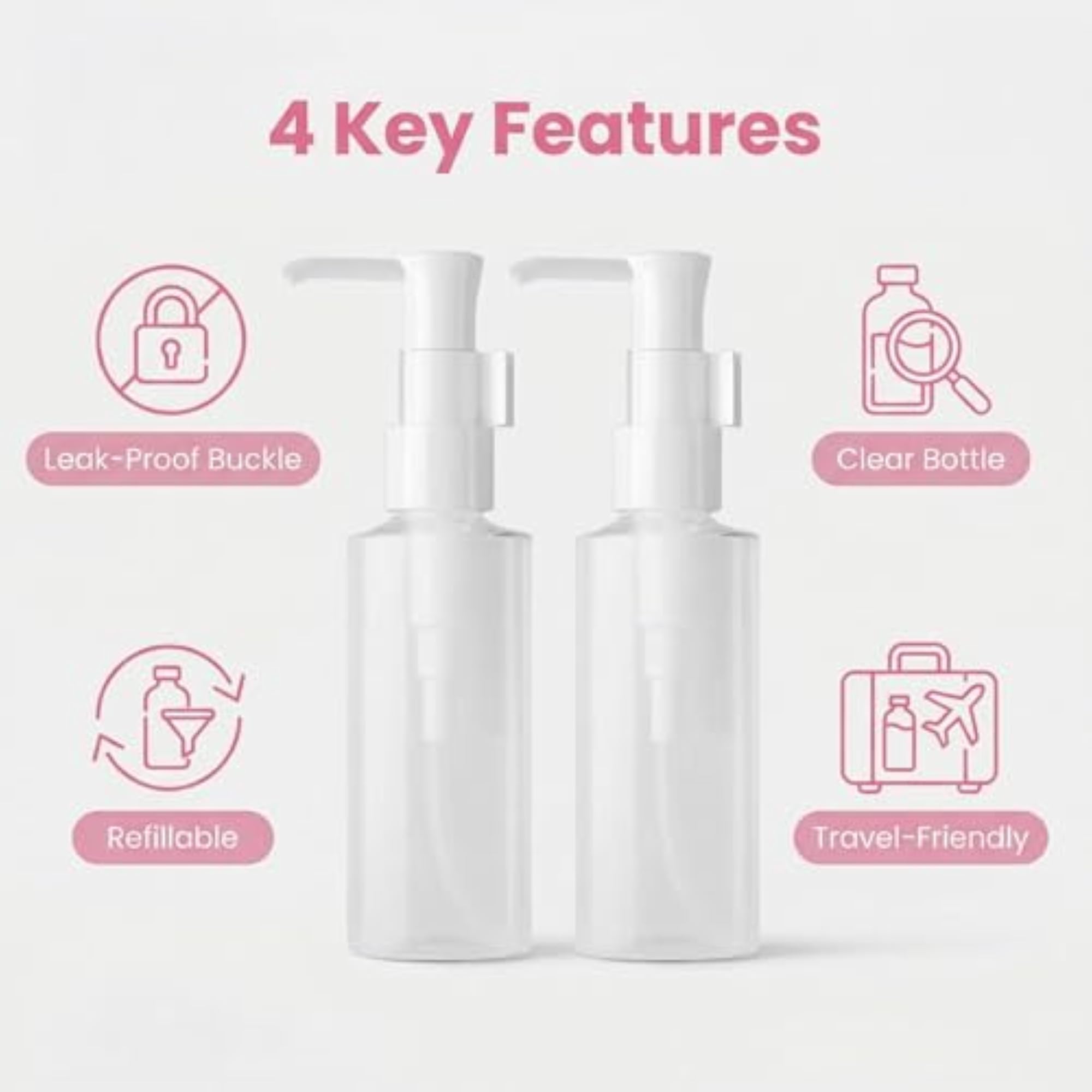 150ml Portable Empty Refillable Clear Plastic Lotion Pumps